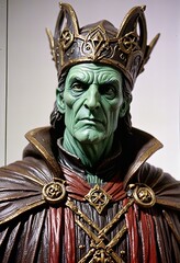 Beautiful Image Warlock statue isolated on a white background.