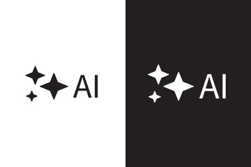 AI generated icon. Generative Ai logo. ai icon set. AI command prompt symbol button. Generate toggle. LLM magic stars.