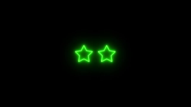 neon tow star rating icon animated video ,animation video isolated on alpha channel background.