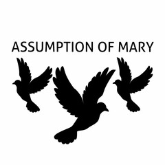 Vector Design Illustration, with flying dove, suitable for Background, Poster, Banner, Advertisement, Greeting Card of Ascension of Mary