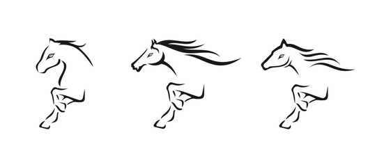 Three Majestic Unicorns in  Mythical Creatures, Fantasy Art, Isolated on White Background Cutout