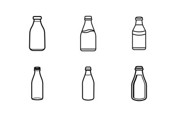 milk bottle icon line art vector illustration