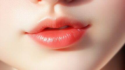 Fototapeta premium Close-up of a woman's soft, rosy lips