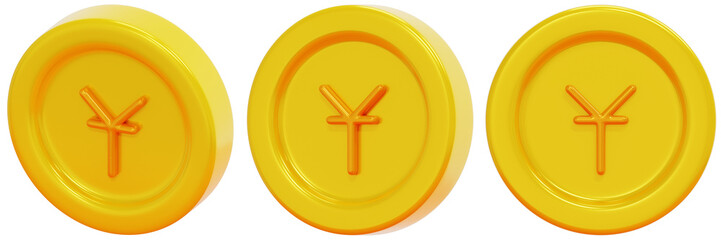 Set of Gold Coins with Abstract Symbol 3D Render 3d Render Icon Illustration