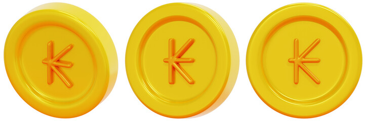 Set of Gold Coins with Abstract Symbol 3d Render Icon Illustration