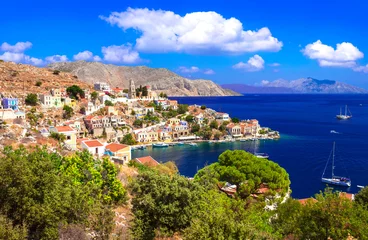 Gordijnen Traditional colorful Greek island- beautiful Symi(Simi)  in Dodecanese. Greece travel © Freesurf