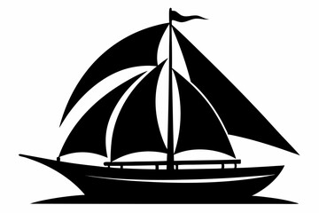 sailboat silhouette line art vector illustration with a white background