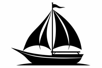 sailboat silhouette line art vector illustration with a white background