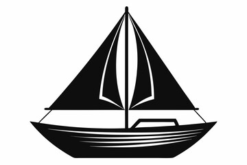 sailboat silhouette line art vector illustration with a white background