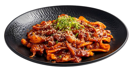 Fototapeta premium Spicy Korean Pork Recipe Guide isolated on transparent background