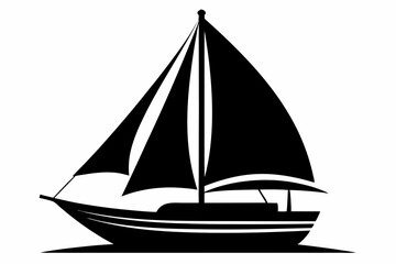 sailboat silhouette line art vector illustration with a white background