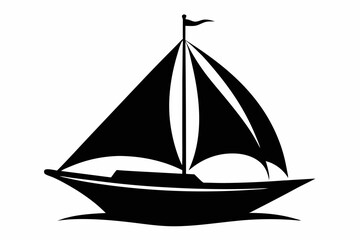 sailboat silhouette line art vector illustration with a white background