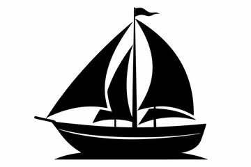 sailboat silhouette line art vector illustration with a white background