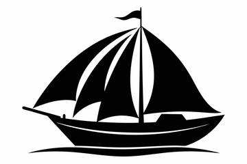 sailboat silhouette line art vector illustration with a white background