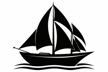 sailboat silhouette line art vector illustration with a white background