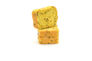 Sliced Pumpkin Bread with Mixed Grains on White Background