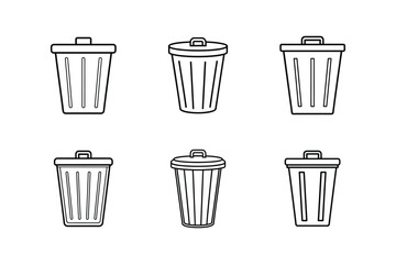 trash can icon line art vector illustration