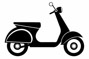 scooter silhouette line art vector illustration with a white background