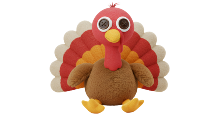 Plush cartoon turkey with big eyes