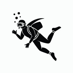 A vector scuba diving in sea on white background