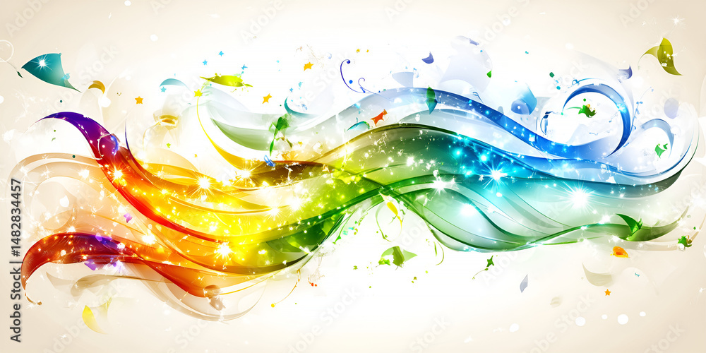 Poster abstract flowing colorful design featuring gradient waves and dynamic elements with vibrant colors a
