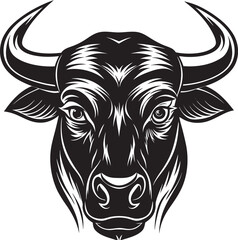 Bold silhouette of a cow head with clean lines, Cow Head Silhouette Vector , Farm Animal Clipart Design