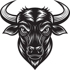 Bold silhouette of a cow head with clean lines, Cow Head Silhouette Vector , Farm Animal Clipart Design