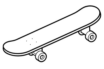 skateboard silhouette line art vector illustration with a white background