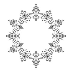 Abstract Sacred Circles Mandala in Black and White Coloring Book Page