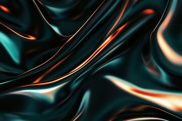 Fototapeta premium Abstract dark silky waves with golden highlights.