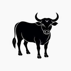 Bull vector silhouette on white background