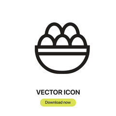 Eggs icon vector. Linear-style sign for mobile concept and web design. Eggs symbol illustration. Pixel vector graphics - Vector.