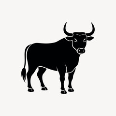 Bull vector silhouette on white background