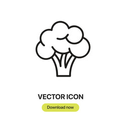Broccoli icon vector. Linear-style sign for mobile concept and web design. Broccoli symbol illustration. Pixel vector graphics - Vector.