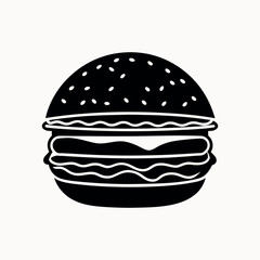 Burger vector silhouette on white background