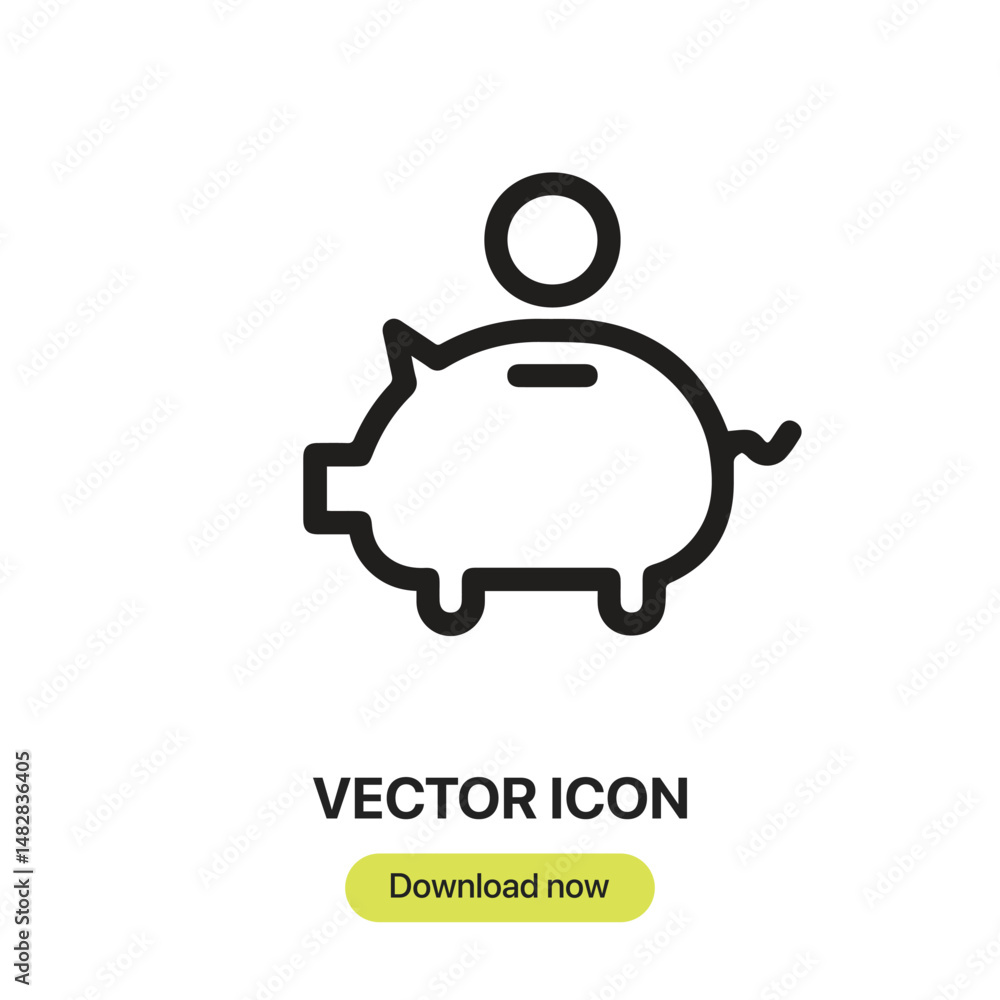 Poster piggy bank icon vector. linear-style sign for mobile concept and web design. piggy bank symbol illus