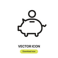 Piggy Bank icon vector. Linear-style sign for mobile concept and web design. Piggy Bank symbol illustration. Pixel vector graphics - Vector.
