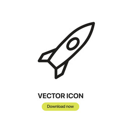 Rocket icon vector. Linear-style sign for mobile concept and web design. Rocket symbol illustration. Pixel vector graphics - Vector.