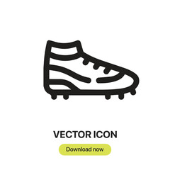 Football Shoes icon vector. Linear-style sign for mobile concept and web design. Football Shoes symbol illustration. Pixel vector graphics - Vector.