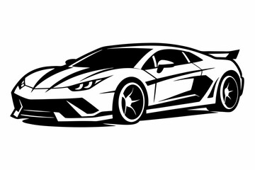 sports car silhouette line art vector illustration with a white background