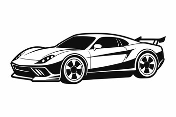 sports car silhouette line art vector illustration with a white background