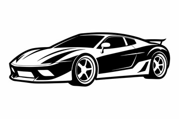 sports car silhouette line art vector illustration with a white background