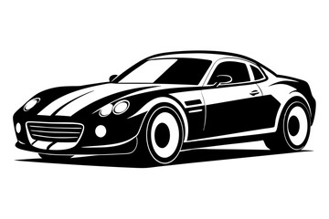 sports car silhouette line art vector illustration with a white background