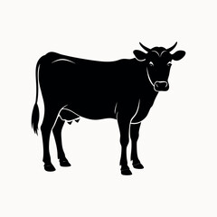 Cow vector silhouette on white background