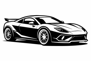 sports car silhouette line art vector illustration with a white background