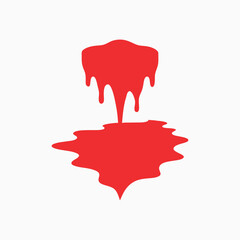 Crimson red ink bleeding into icy red water splash