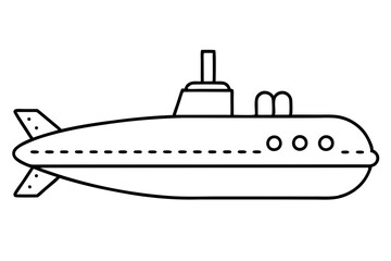 submarine silhouette line art vector illustration with a white background