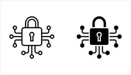 Cyber Security icon set, isolated on white background.