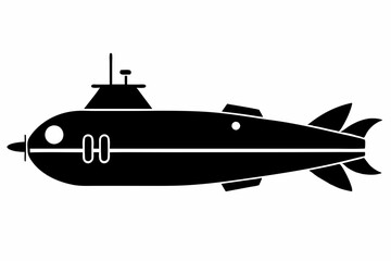 submarine silhouette line art vector illustration with a white background