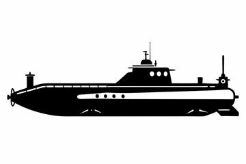 Fototapeta premium submarine silhouette line art vector illustration with a white background